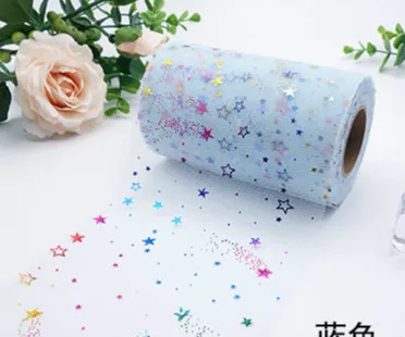 Blue 6 см 25 ярдов ручной DIY лук Красочные Метеор из пряжи и тюля рулон Метеор сетки в рулонах из стеклянного волокна аксессуары Головные уборы повязка на голову из сетчатой пряжи купальный костюм надпись «Bride Tribe» - Цвет: Blue