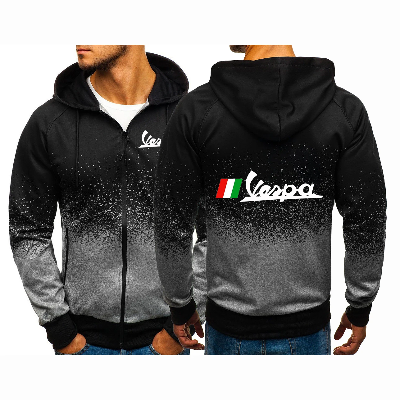 

Men's 2022 Vespa Logo Print Custom Comfortable Casual Harajuku Gradient Color Hoodies Gradient Man Zipper Jackets