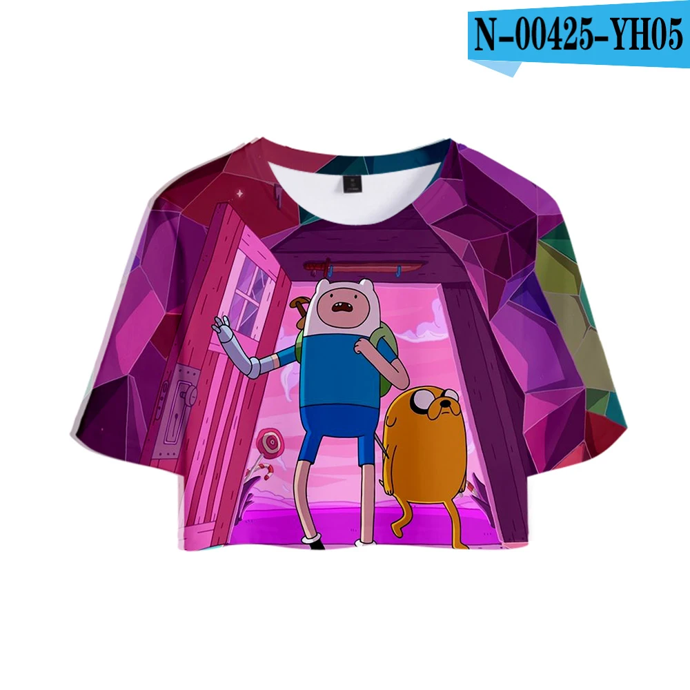 picture color Adventure Time Print Midriff-baring футболка сексуальная женская модная популярная Повседневная футболка Harajuku короткий рукав горячая распродажа - Цвет: picture color