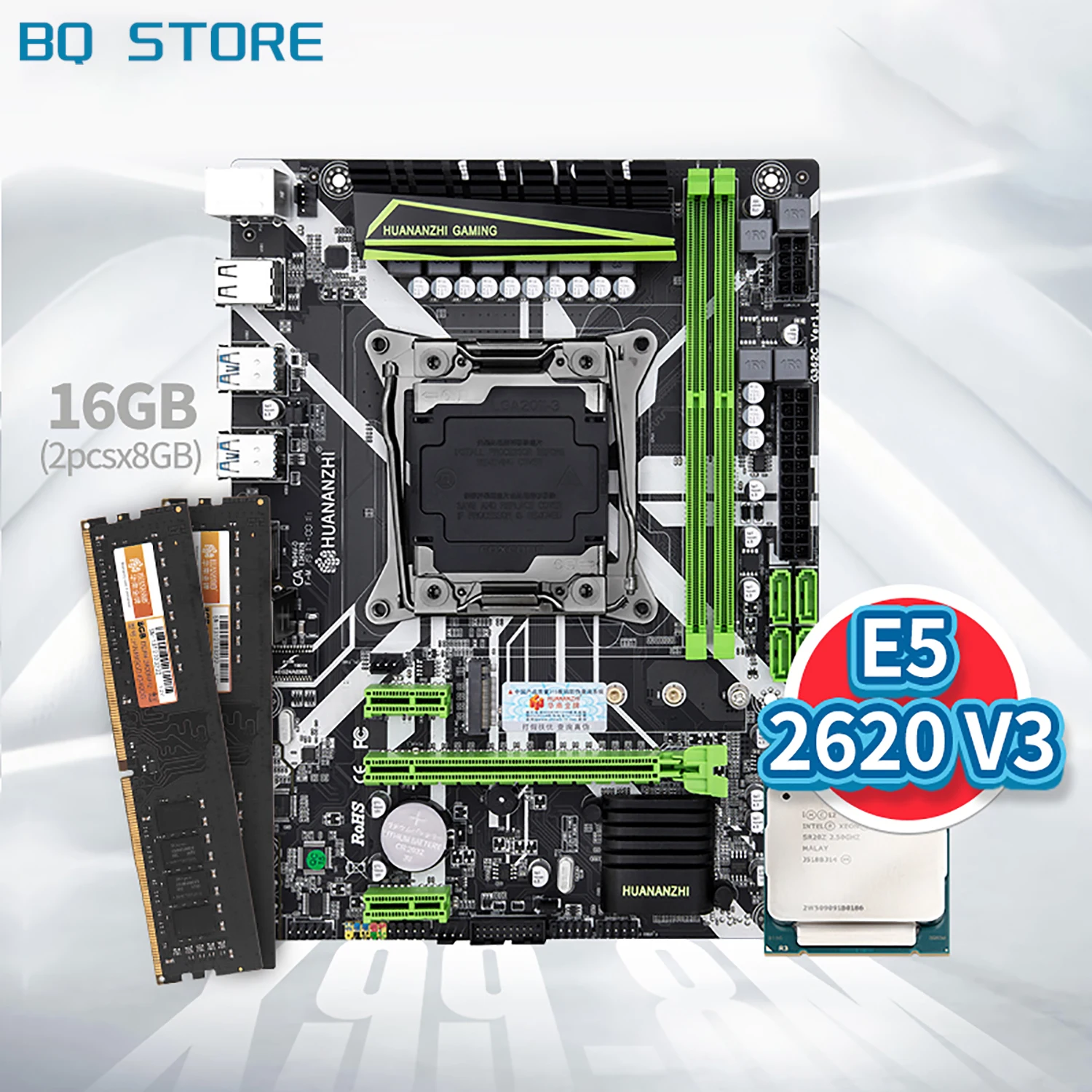 

HUANANZHI X99 8M X99 Motherboard with Intel XEON E5 2620 V3 with 2*8G DDR4 NON-ECC memory combo kit set NVME USB3.0 ATX Server