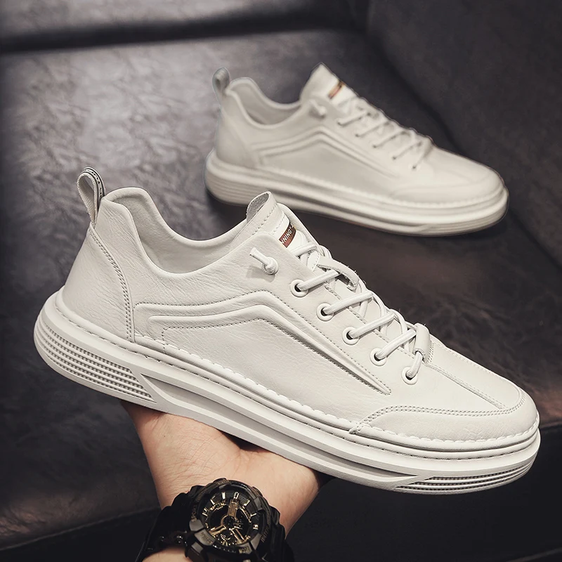 

Fashion Leather Men's Skateboard Shoes British Trend Breathable Sneakers Outdoor Sport Comfortable All-Match Casual Shoes