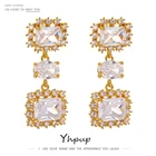 Характерные серьги из фианита Yhpup, 14 к медные Свадебные изысканные серьги, 2021 бижутерия, аксессуары в подарок