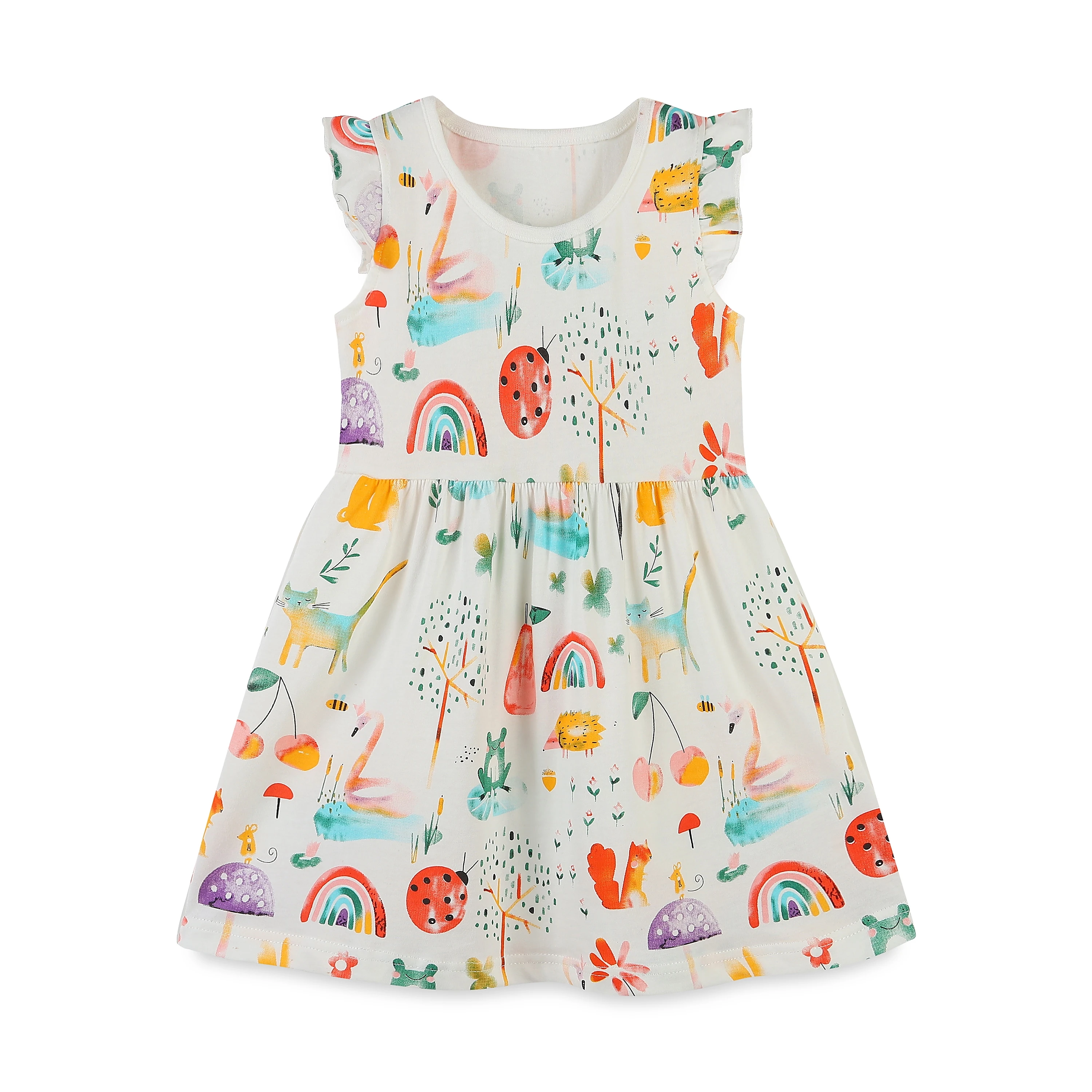 

AOSTA BETTY Girls Sleeveless Dress Animal Rainbow Cotton Kids for Breathable Round neck Casual Knitting Dresses 2-7years