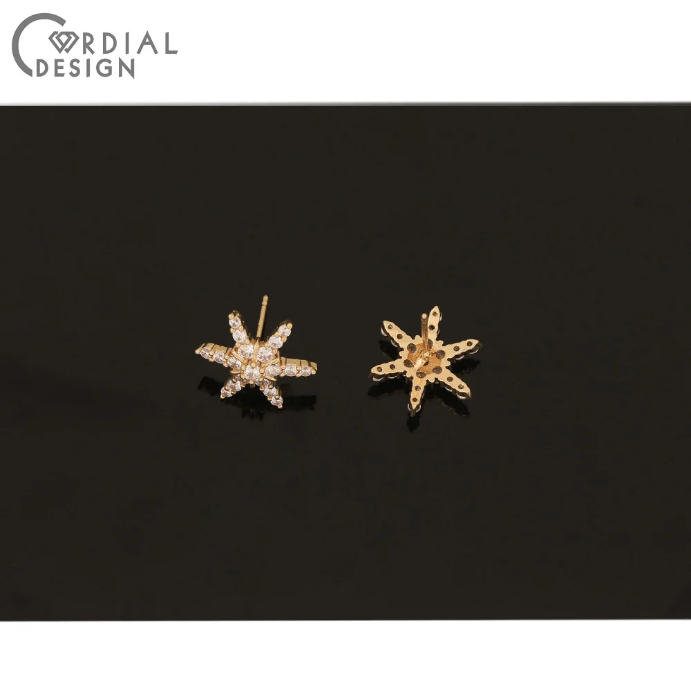 

Cordial Design 20Pcs 15*17MM CZ Earrings Stud/Jewelry Accessories/Snowflake Shape/Hand Made/Earring Findings/DIY Jewelry Making