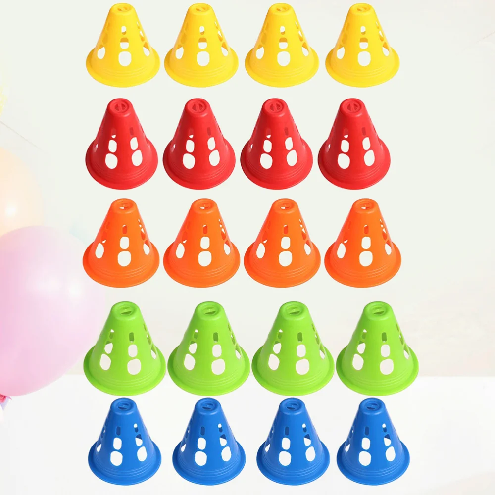 

20pcs Roller Skating Cone Windproof Roadblock Sport Training Traffic Road Cones (Assorted Color, Hollow Style)
