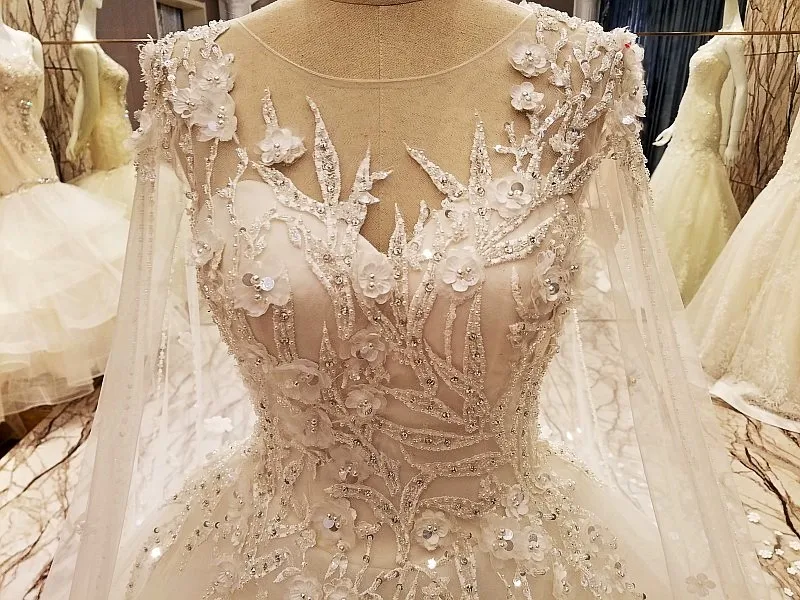 LS77843 элегантное кружевное свадебное платье с накидкой с круглым вырезом без рукавов вечернее платье без спинки длиной до пола свадебное платье robe de mariage