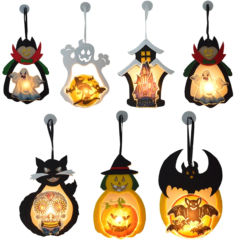 

Halloween Non-woven Pendant Glowing LED Bat Haunted House Pumpkin Ghost Ornament