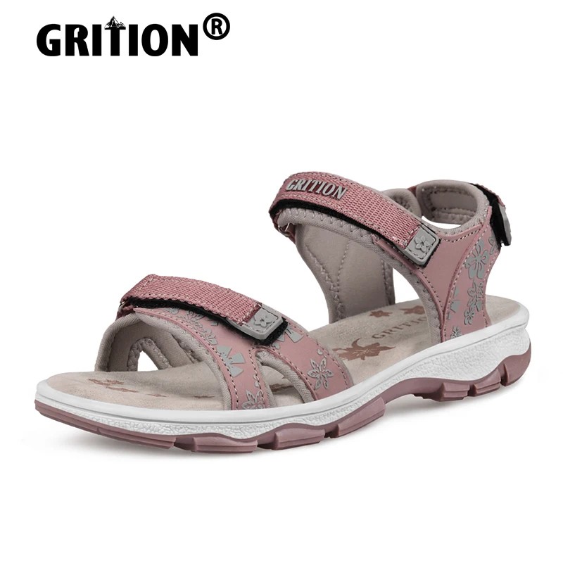 GRITION Womens Sandals Flat Trekking Outdoor Beach Shoes Fashion Breathable Non Slip Casual Sports Summer Rubber 2021 Size 41