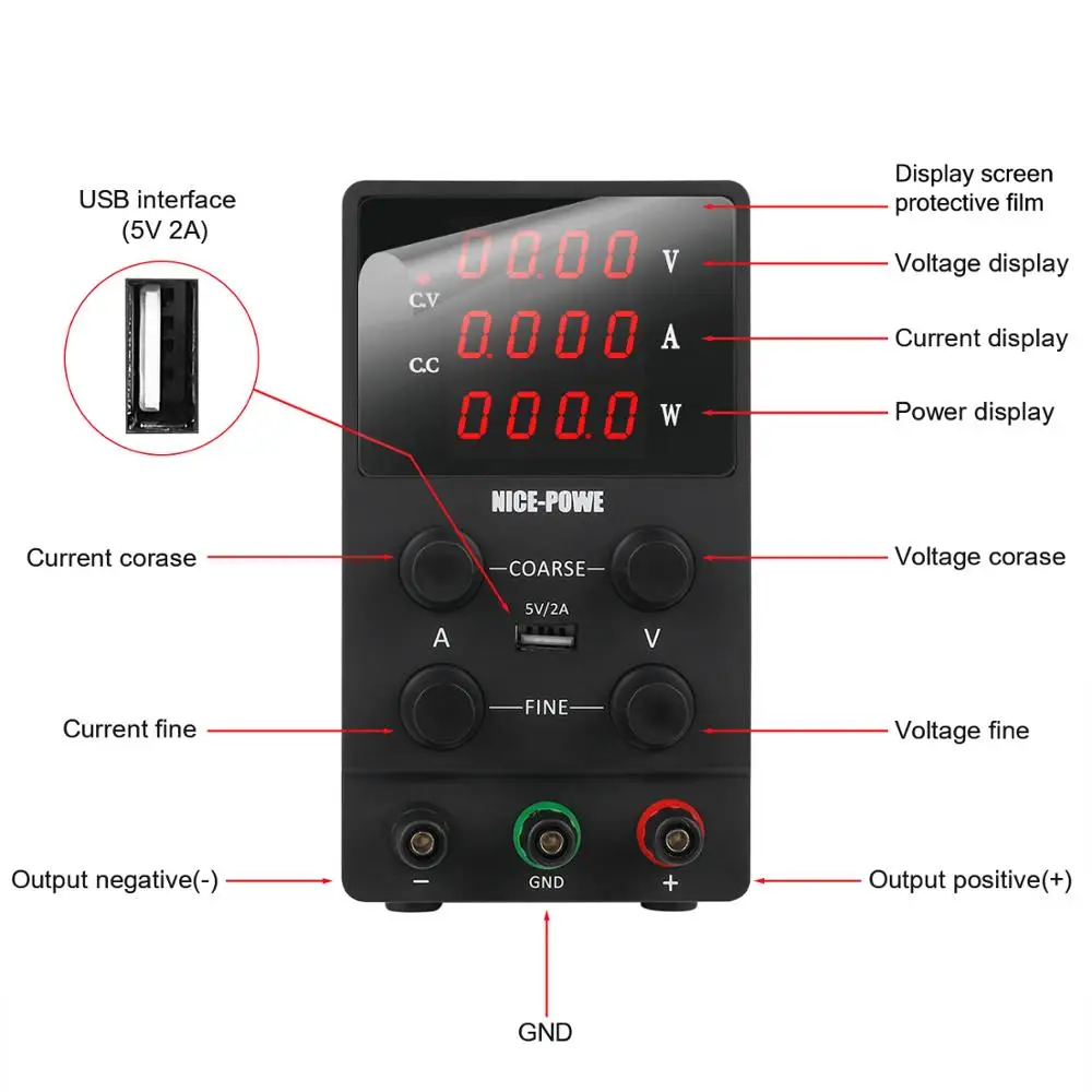4 цифры USB DC Lab источник питания регулируемый 30 в 10A 60 5A 120 В 3A точное регулируемое