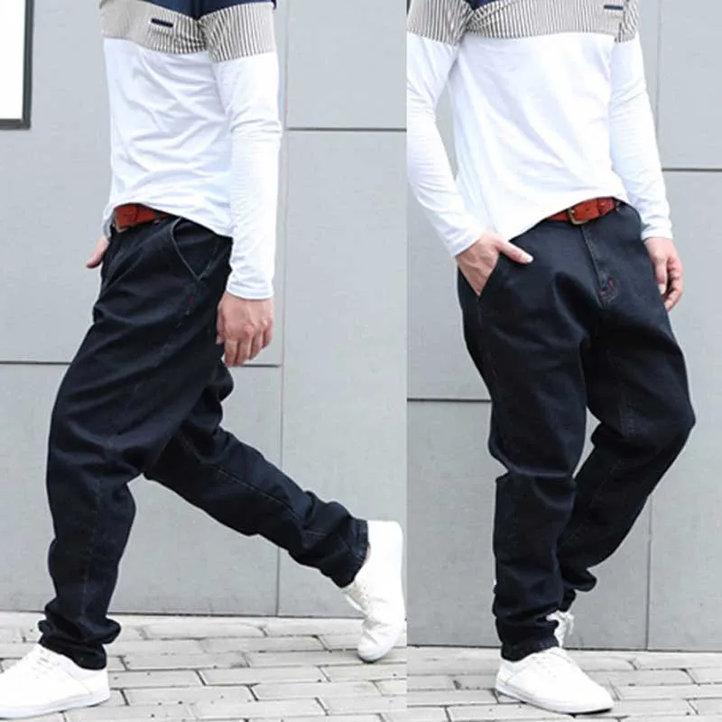 Fashion Harem Jeans Men Casual Denim Pants Loose Baggy Hip Hop Joggers Jeans Pants Black Trousers Man Clothes