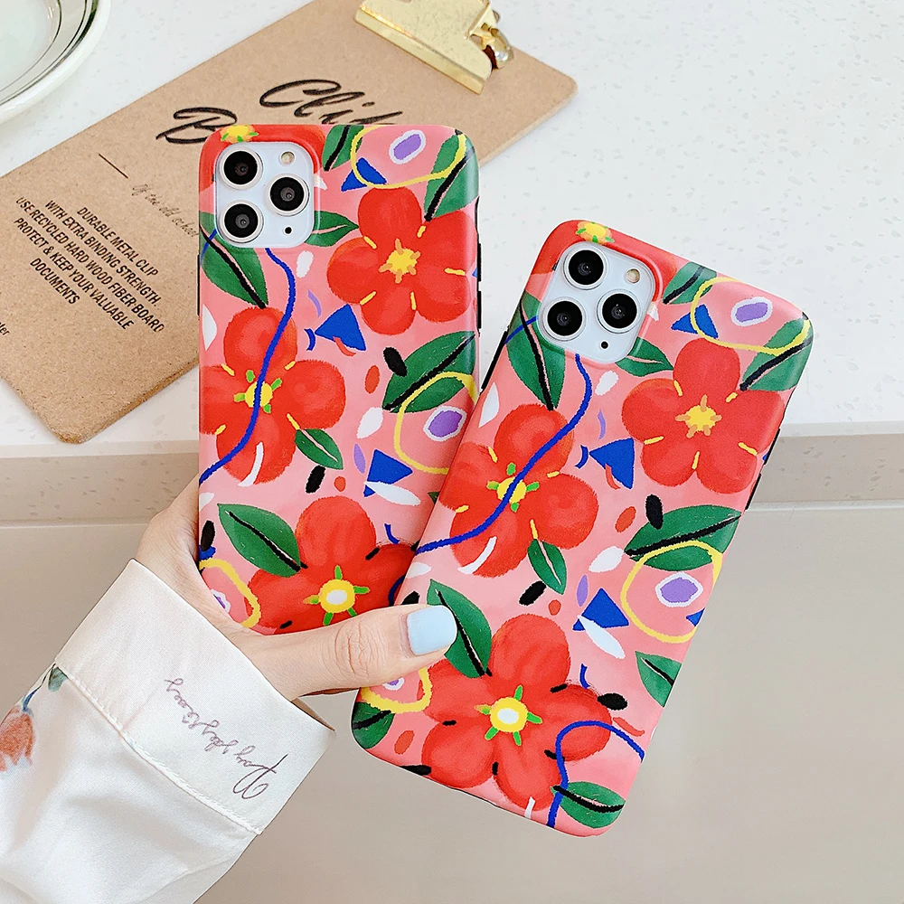 SUYACS Cute Wildflower Phone Case For iPhone 11 Pro Max XS MAX XR X 6 6S 7 8 Plus Matte Soft IMD Full Body Back Cover Gift | Мобильные