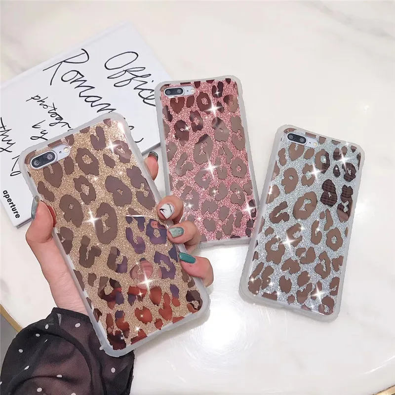 Блестящий леопардовый чехол для телефона Iphone 6Plus милый блестящий 11 12 Pro Max Xr Xs 7 6S 8