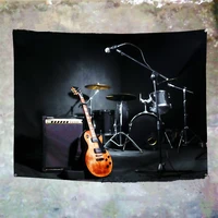 drum kit guitar poster musical instrument banner wall hanging canvas painting rock music flag print art wall stickers home decor