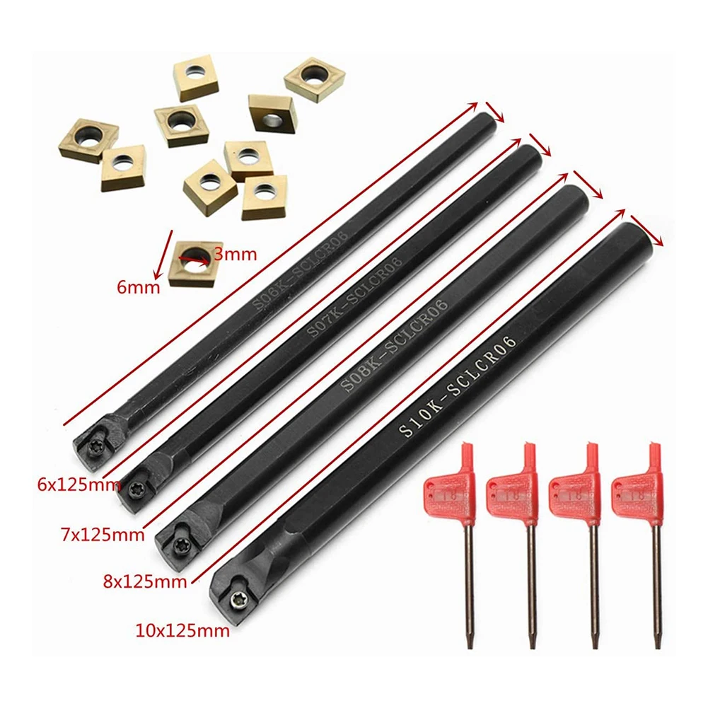

Insert Lathe Boring Bar Durable Turning Tool 4pcs SCLCR06 Model Turning