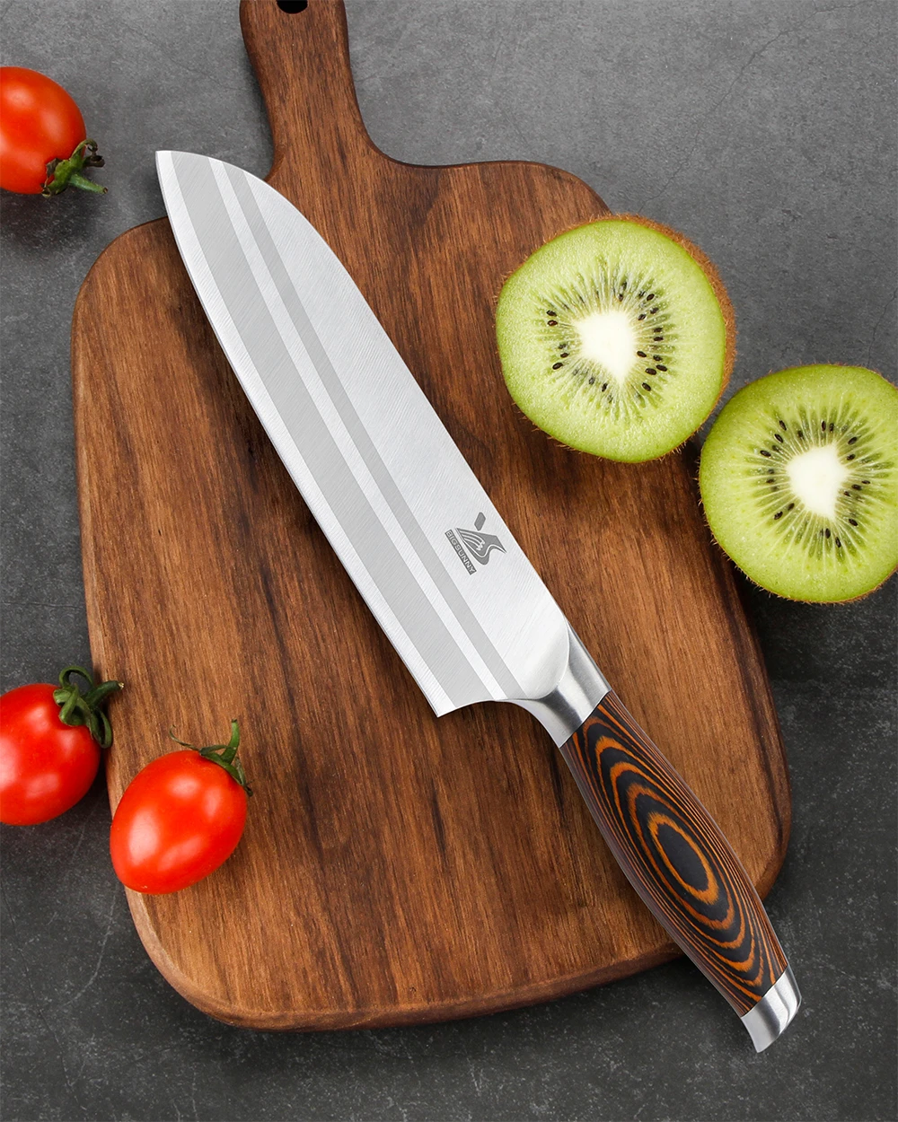 BIGSUNNY 7 дюймовый нож Santoku с немецкой стальной бритвой острое лезвие многоцелевое