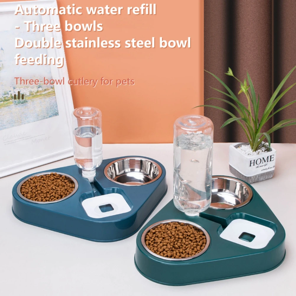 

Кормушка для кошек и собак миска для еды с бутылкой для воды 500 мл для собак Автоматическая Питьевая миска для кошек миска для еды домашних ж...