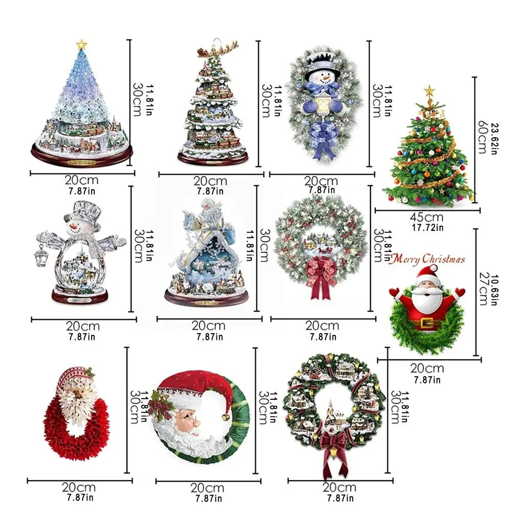 

New Christmas Tree Santa Claus Rotating Sculpture Train Decorations Paste Window Paste Stickers Christmas Decorations Home Party