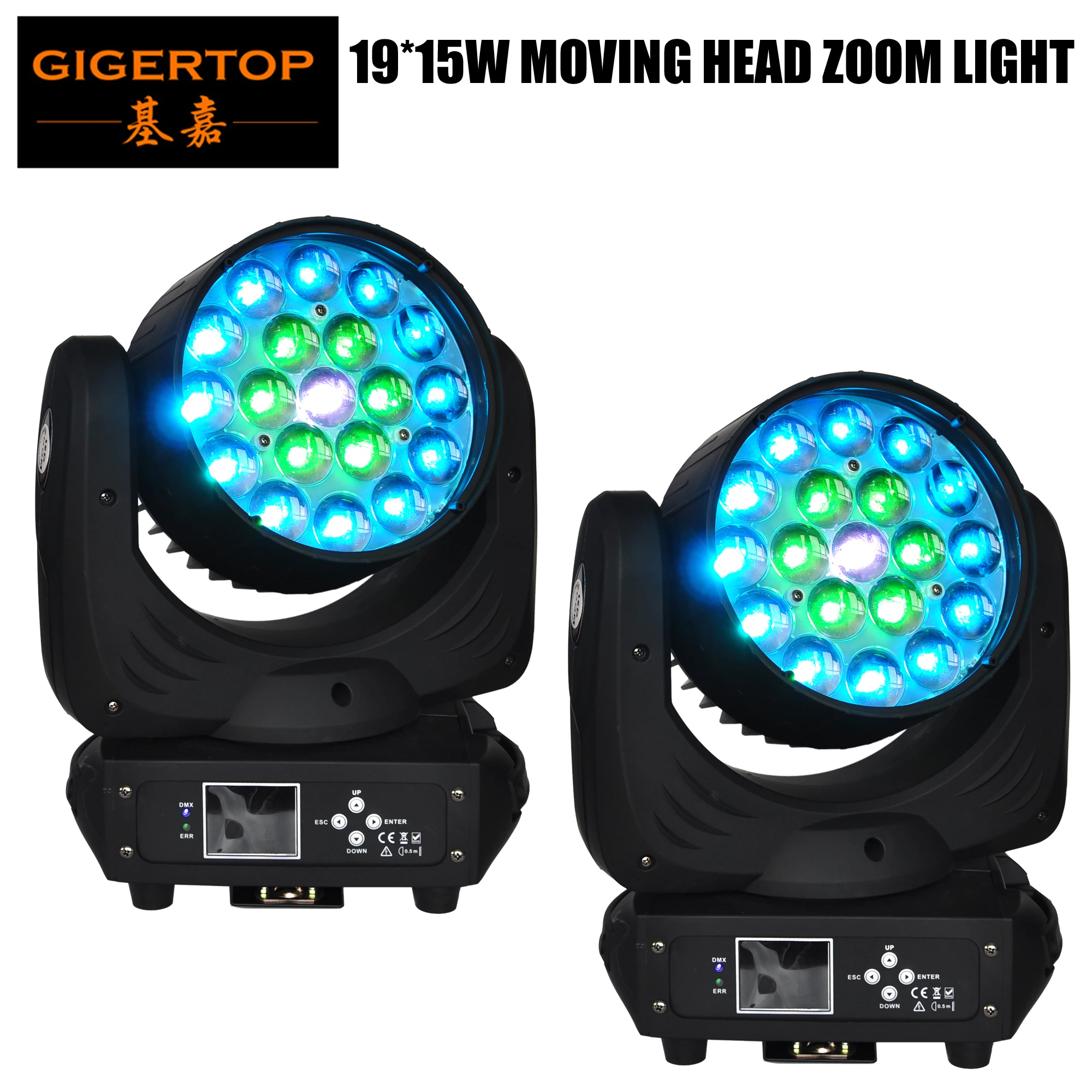 

Freeshipping 2 Units 300W Led Moving Head Zoom Light 19 x 15W RGBW 4IN1 Color Tyanshine Leds DMX Color Ring Control 13CH/24CH