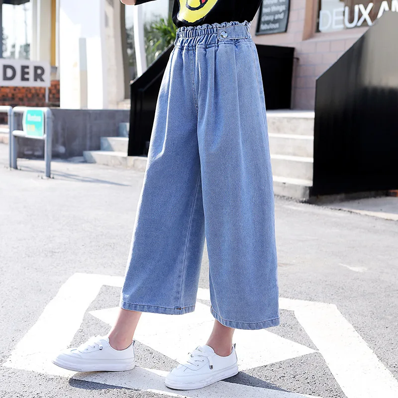 Повседневные джинсы для девочек-подростков Короткие широкие штаны летние