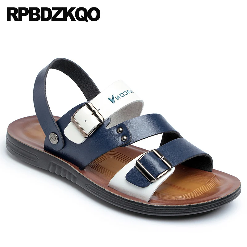 2018 на открытом воздухе надевать ремень Мужские сандалии кожаное лето обувь