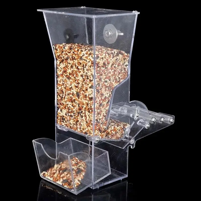 Birds Food Bowl Food Dispenser with Perch for Cage Canary Finch Parakeet Pet Bird Cage Food Feeder for Cage