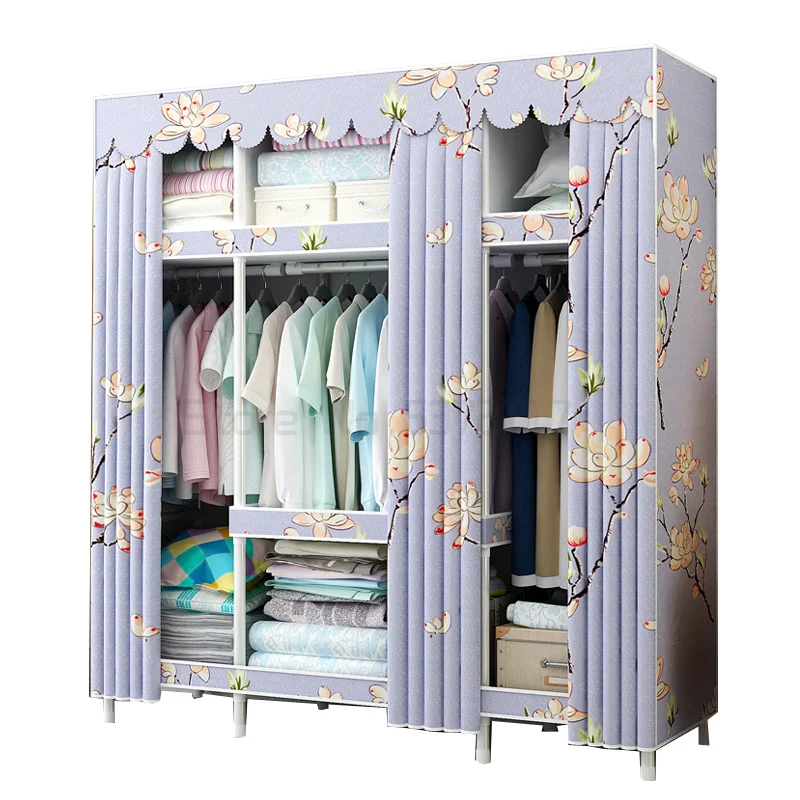 

Cloth wardrobe steel pipe thickening reinforcement thickening simple household bedroom modern simple storage wardrobe