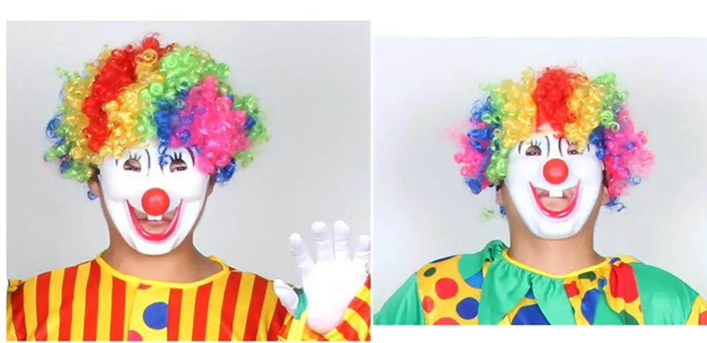 

Wig Clown colour Explosive head Funny Performance Dance props wig children Adult cover Short hair for Halloween