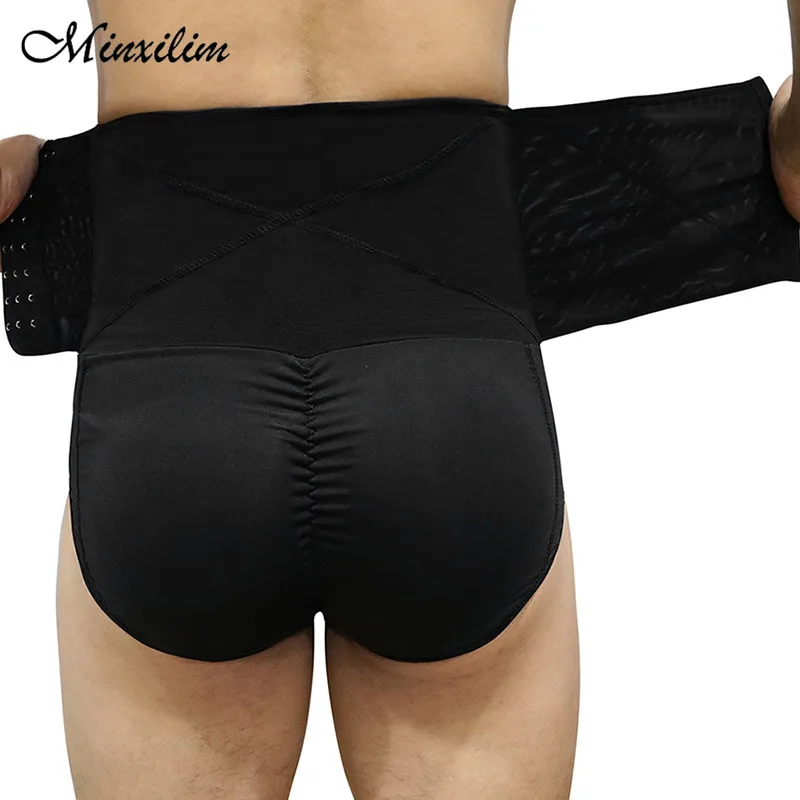 Minxilim Slimming Shapers Underwear Men's High-waisted Three-row Abdomen And Hips Latest Sexy Feature Design Triangle Shorts | Мужская