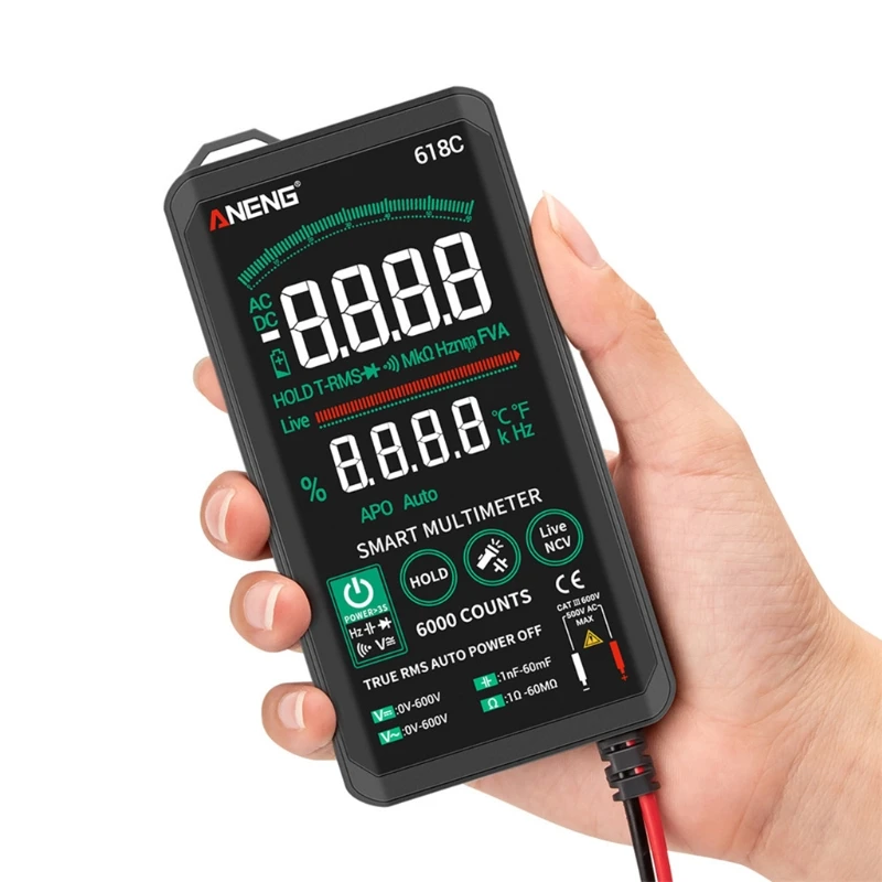 

618C Digital Multimeter Smart Touch DC Analog Bar True RMS Auto Tester Professional Transistor Capacitor NCV Test Meter