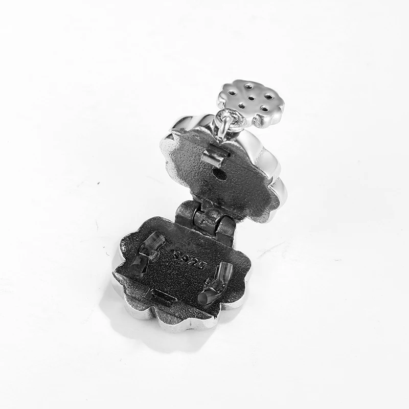 Новый женский серебряный цветок из белой эмали бриллианты изготовление