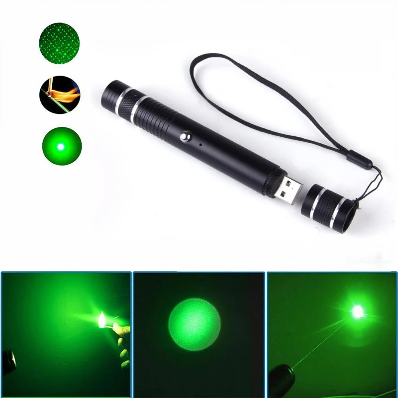 

LAMJAD Hight Powerful Green Laser Pen USB Rechargeable 532nm Continuous Focus Line 1000 Meters Laser Range Pointer