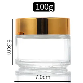 100g golden 50 шт.* 5/10/15/20/30/50/80/100 г баночка для крема, ясный стеклянный контейнер для косметики пустой Макияж маска для лица многоразовая горшок образец канистра - Цвет: 100g golden
