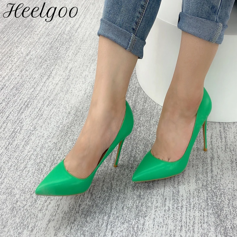 

Heelgoo Solid Green Matte Women Elegant Pointy Toe High Heel Dress Shoes Ladies Plain Slip On Stiletto Pumps Colors Customize