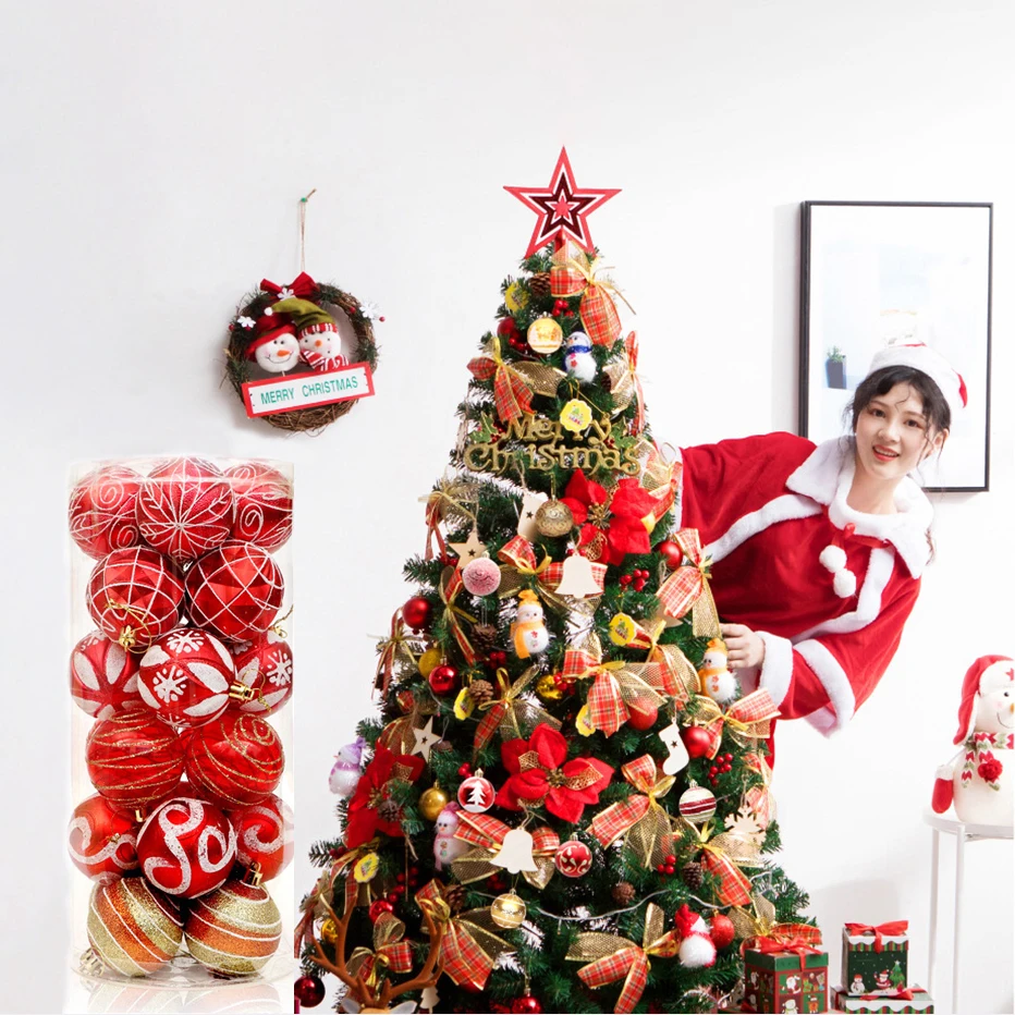 

24pcs 6cm Christmas Balls Decoration Xmas Tree Hanging Ball Ornament Navidad Pendants Merry Christmas Decor For Home New Year