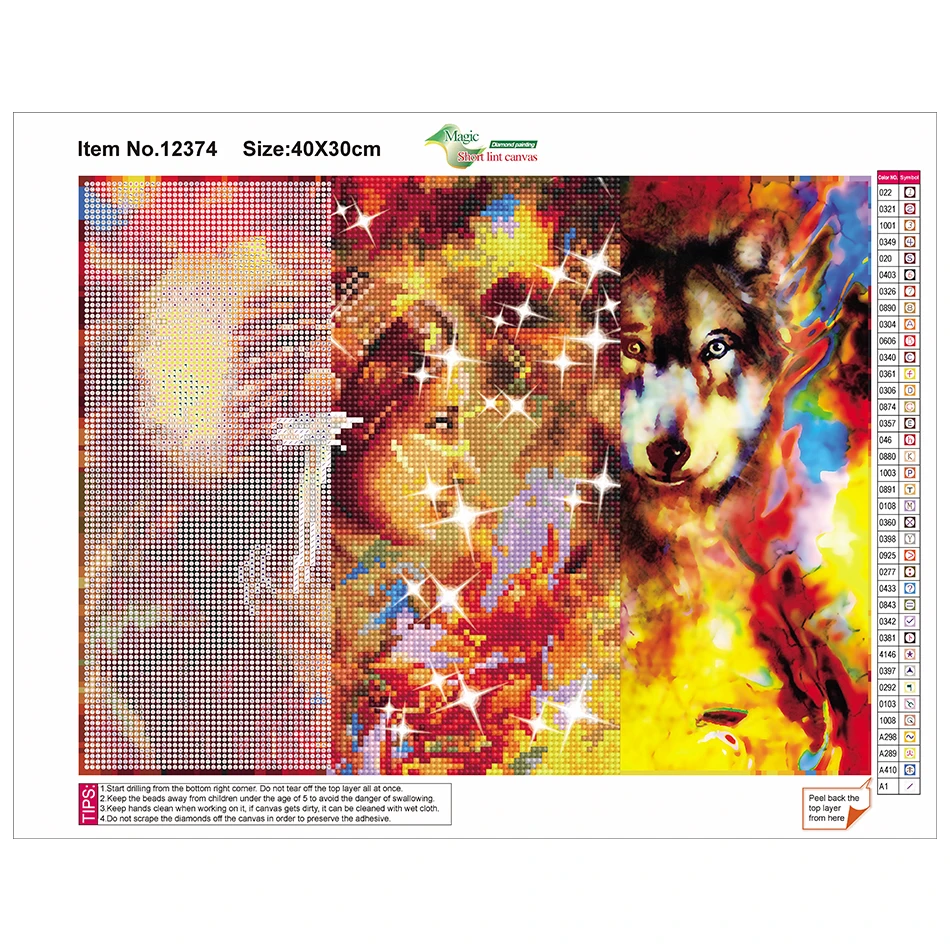 

Алмазная 5D картина «сделай сам», мозаика с изображением красочных женщин и волка, вышивка крестиком из смолы, полноразмерная круглая Алмазн...