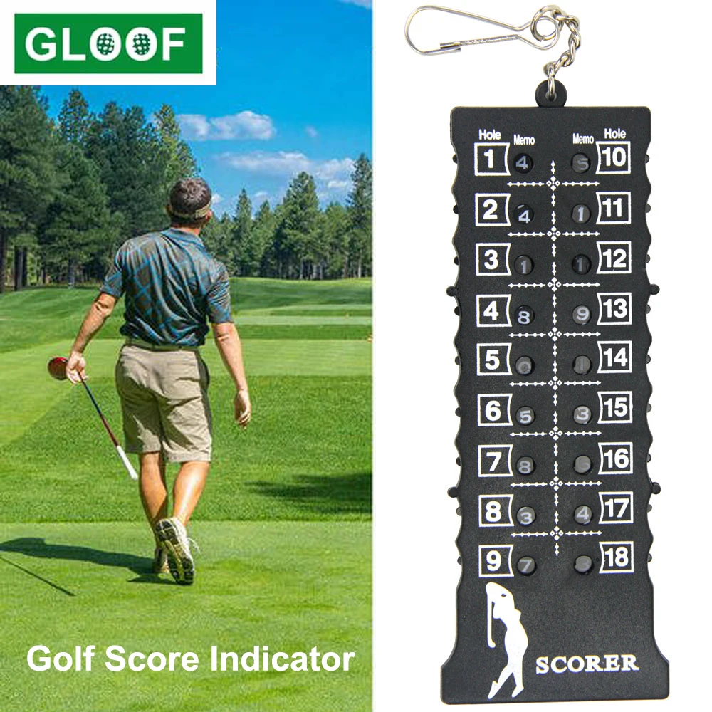 1 шт., 18 отверстий, ход для гольфа, счетчик карт, индикатор счета в гольфе, с цепочкой для ключей, счетчик очков в гольф, тренировочные средства...