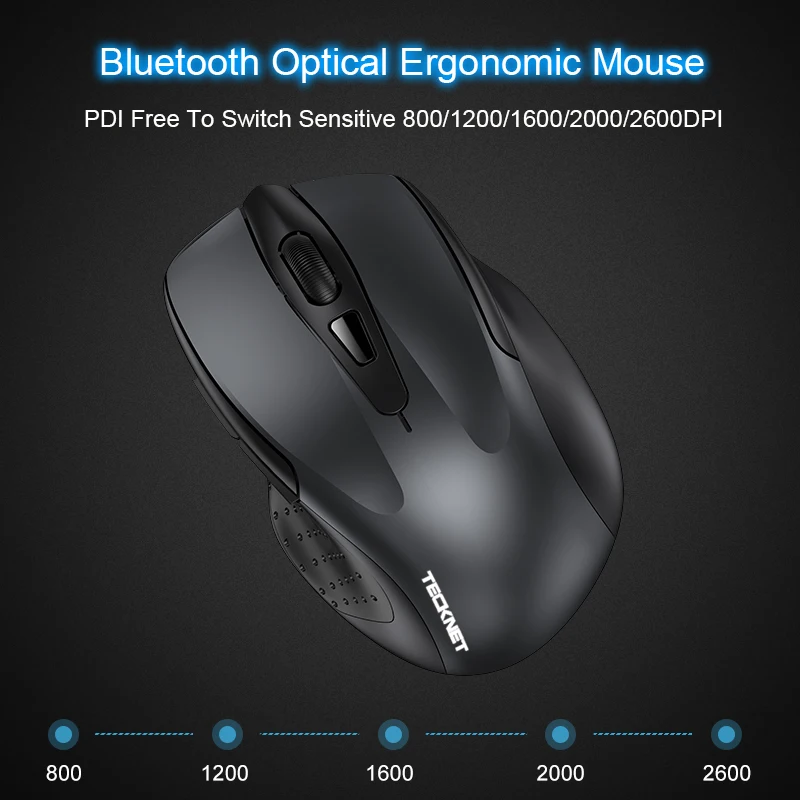 TeckNet, оптическая беспроводная мышь, компьютерная, Bluetooth, мышь, 2600 dpi, 2,4G, беспроводная, Bluetooth мышь, эргономичные мыши для ноутбука/планшета