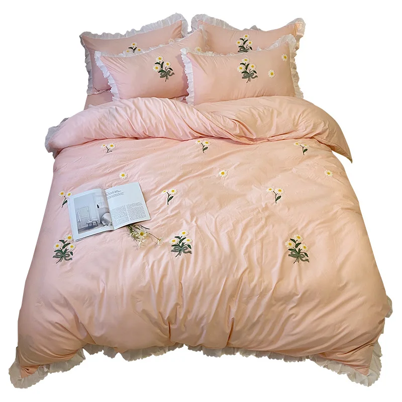 

Cute bed linens L shape Home textile bedding luxury duvet cover set sheet bedclothes 3/4pcs girls gift queen king size