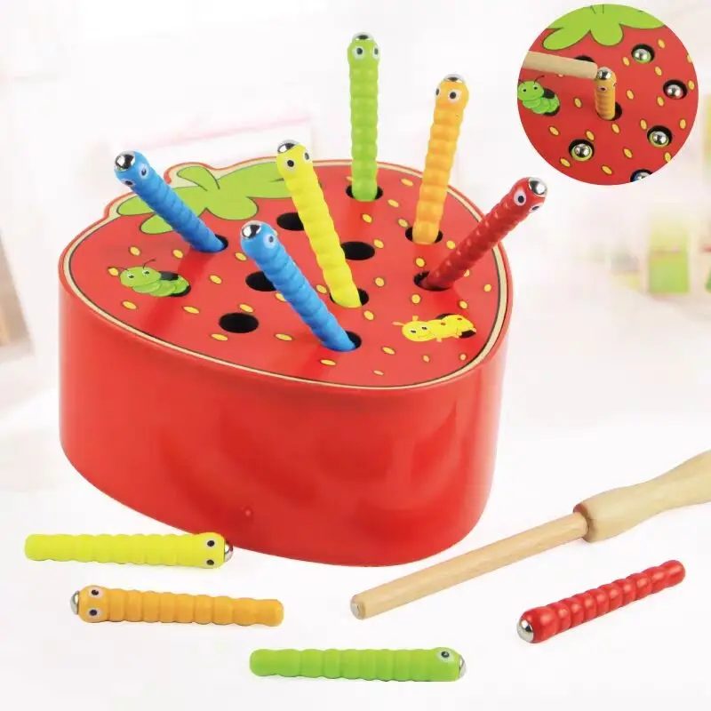 

3D Puzzle Baby Wooden Toys Kids Catch Worms Game Color Cognitive Magnetic Montessori Learning Toy Educational Toys For Children
