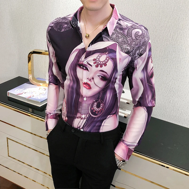 Высокое качество сексуальная красивая рубашка с принтом для девочек мужская