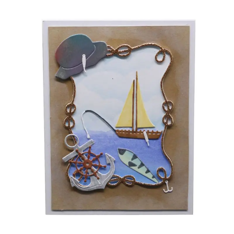 Морской металлический Трафаретный вырубной штамп трафарет для скрапбукинга
