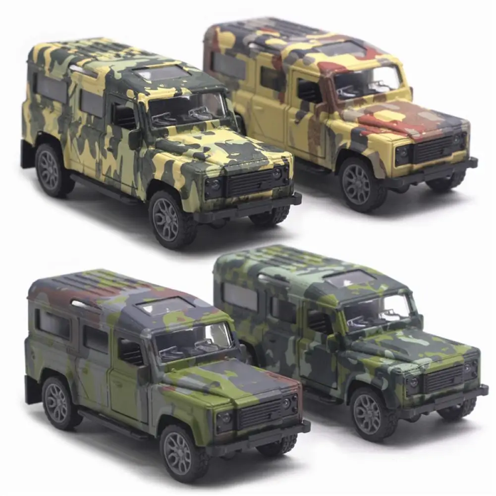 

1/32 Camouflage Truck Model LED Light Music Pull Back Off-Road Car Kids Toy