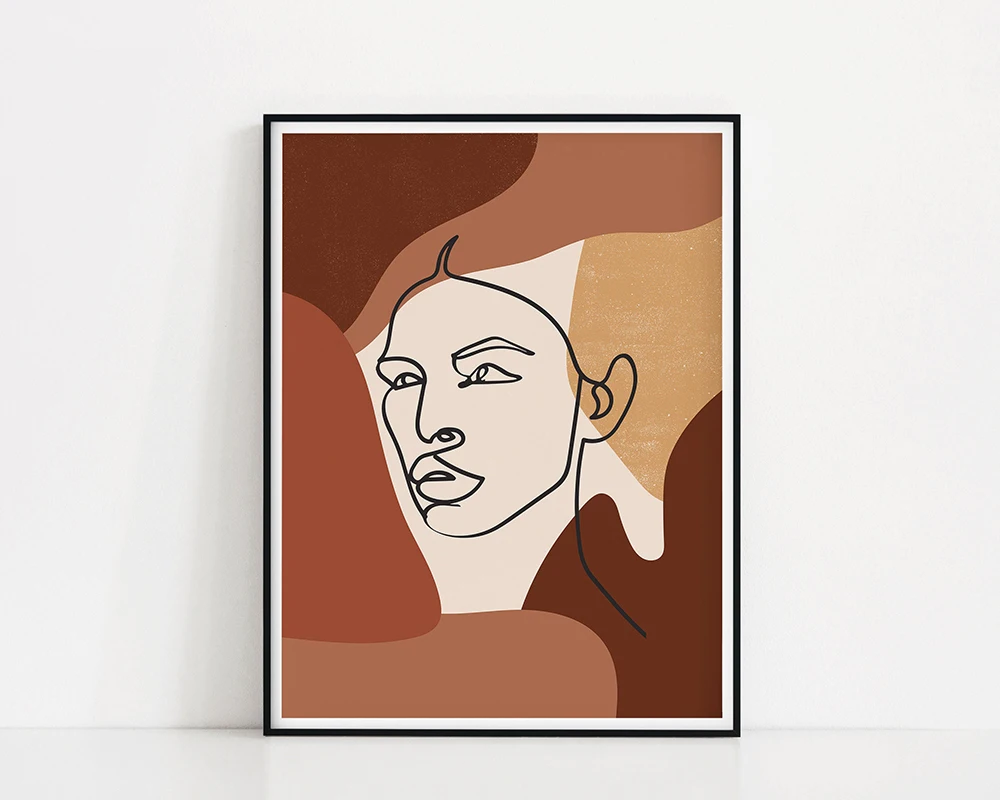 Женская линия для лица Художественная печать | Минималистичный женский рисунок