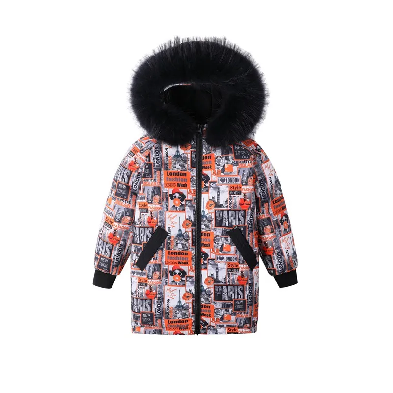 New kids MQ1901 Winter Children's duck down Outerwear&ampCoats baby girls boys printed warm Down jackets coat with cap | Детская