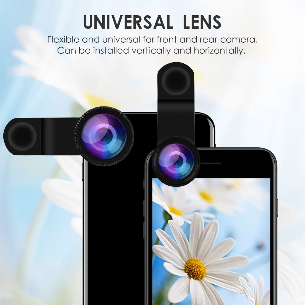 

Hemobllo 1 Set Portable 3 in 1 Cell Phone Camera Lens Macro Wide Angle Fisheye Lens Universal Clip Compatible with iPhone