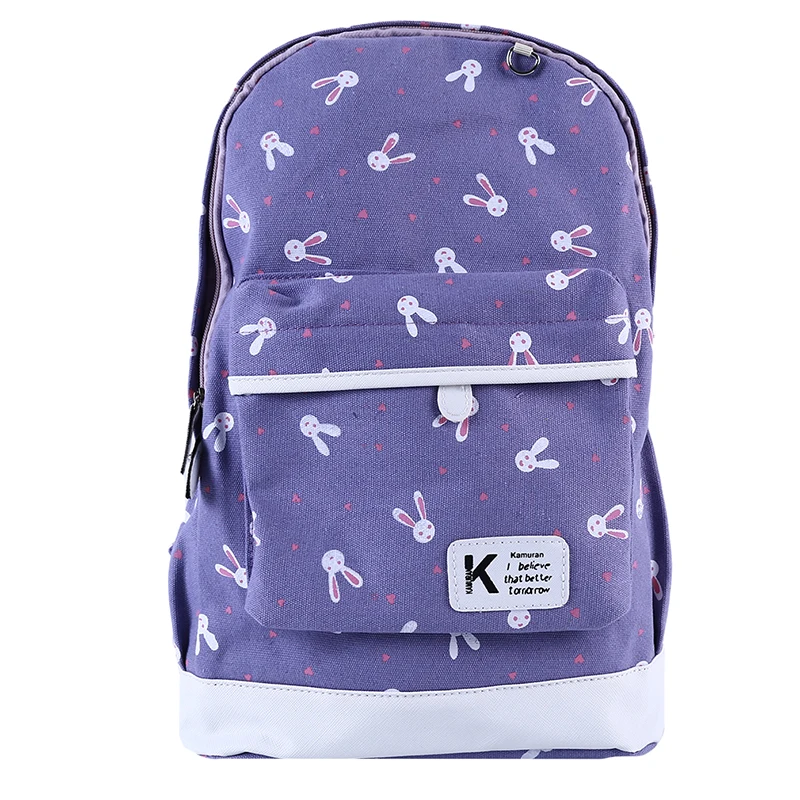 

4pcs/set Women Girl Travel Backpack for Teenage Rabbit Animals Printing Canvas Casual Backpacks Fashion Ladies Bags Zipper LKEEP