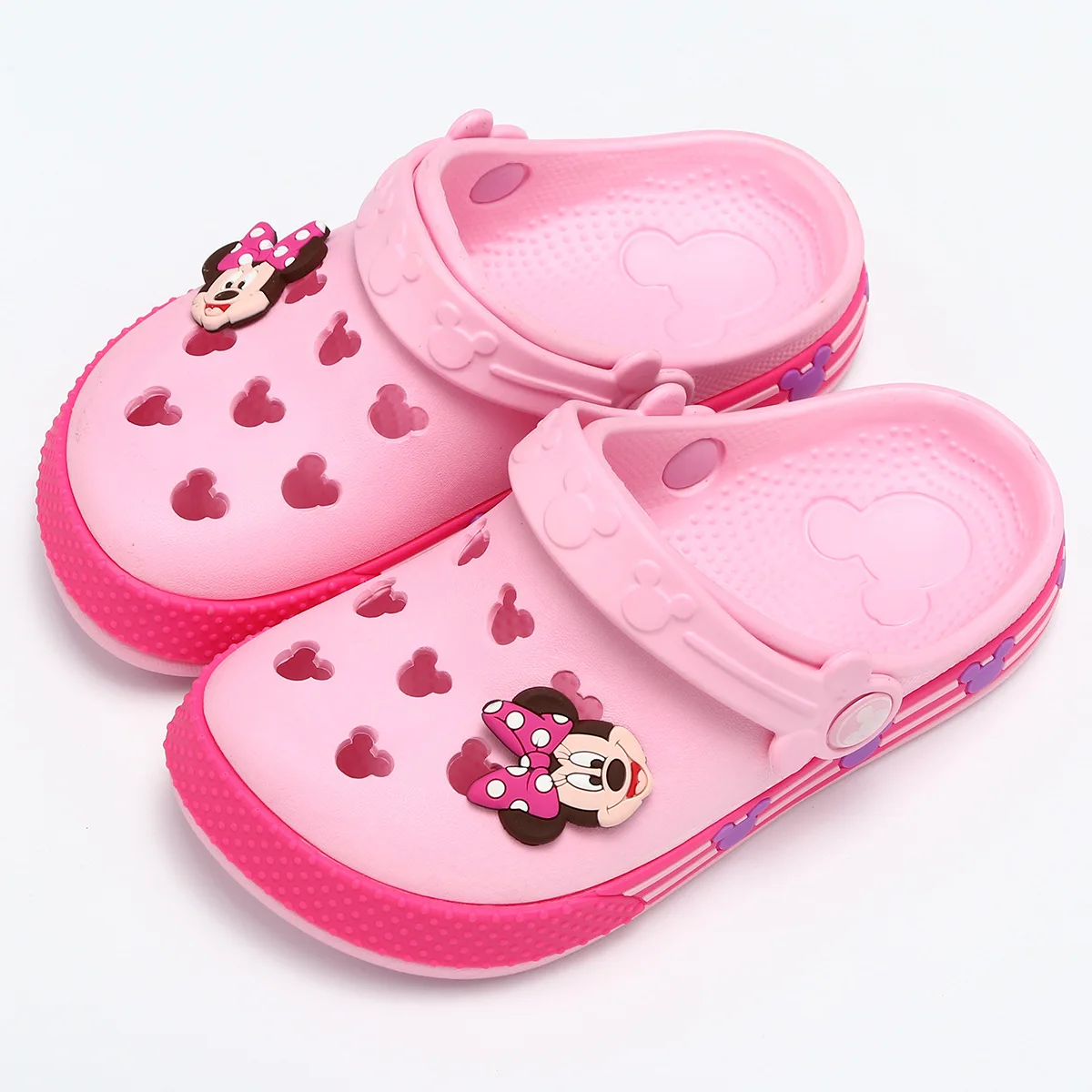 

Disney children shoes Mickey Mouse Minnie boy and girl wear comfortable breathable holes outside their homes in summer for kids