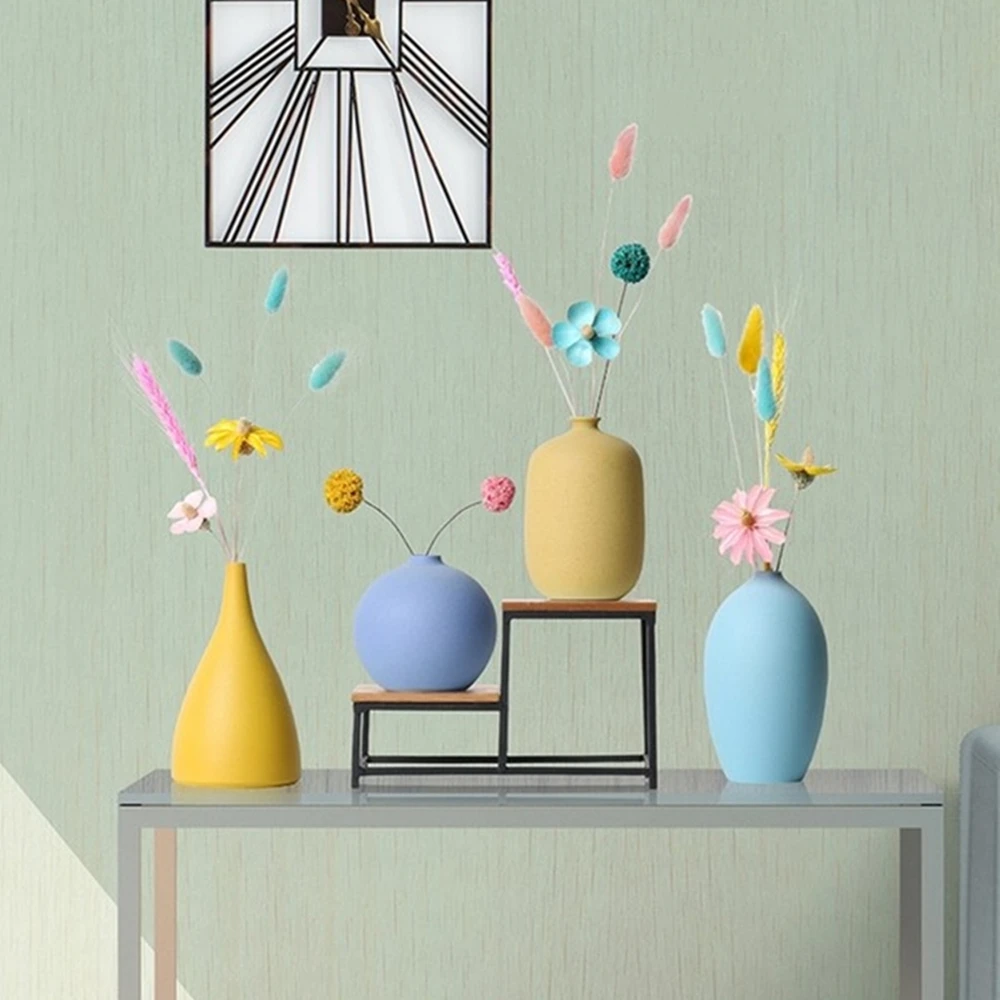 

B-LIFE Small Ceramic Flower Vases Set Decorative Modern Floral Pot With Dryed Flowers