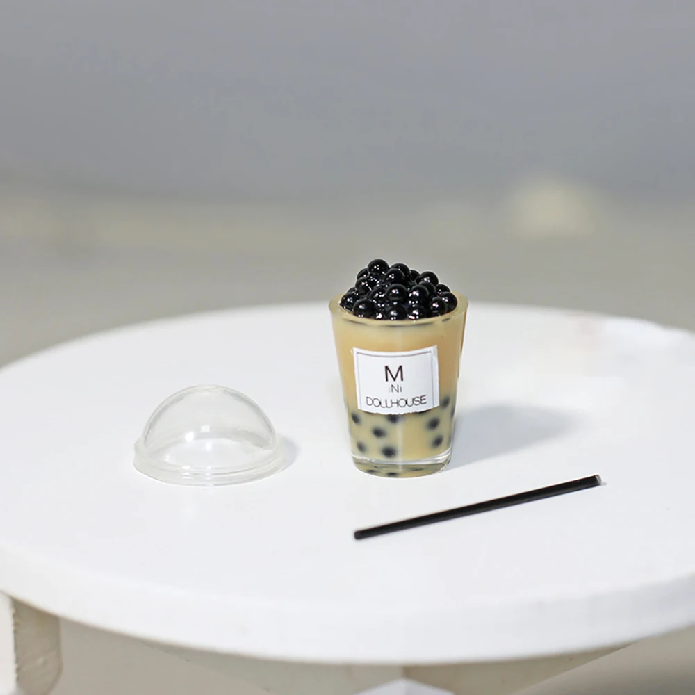 

Миниатюрные аксессуары для кукольного домика, модель мини-чашки для молока и чая, имитация Пузырькового чая для кукольного домика, украшени...