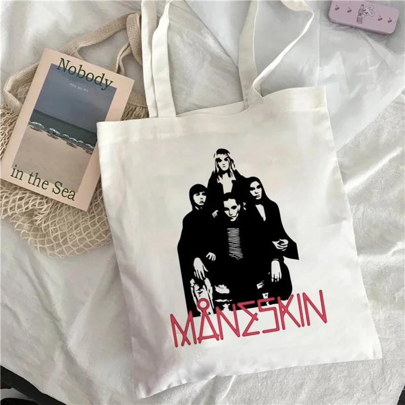 

Singer Maneskin Shopping Bags Shopper Bag Eco Tote Bag Handbags Shoulder Bag Reusable High Capacity Cotton Canvas Bag Beach Bag
